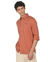 Calvin Klein Jeans Men Brick Red Slim Fit Pure Cotton Solid Casual Shirt
