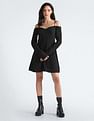 Calvin Klein Off Shoulder Solid Mini Dress