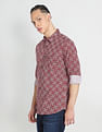 Flying Machine Abstract Print Cotton Shirt