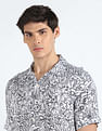 Flying Machine Floral Print Cuban Collar Shirt