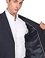 Tommy Hilfiger Men Navy Notch Lapel Collar Check Formal Blazer