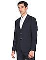 Tommy Hilfiger Men Navy Notch Lapel Collar Check Formal Blazer