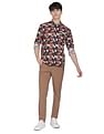Flying Machine Abstract Print Cotton Shirt