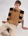 Calvin Klein Jeans Mens Brown Solid Polo Shirts
