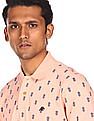 Aeropostale Men Light Pink Cotton Printed Polo Shirt
