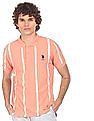 U.S. Polo Assn. Men Peach Striped Short Sleeve Polo Shirt