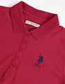 U.S. Polo Assn. Women Ribbed Collar Solid Polo Shirt