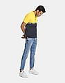 U.S. Polo Assn. Men Yellow And Navy Colour Block Pique Polo Shirt