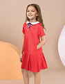 U.S. Polo Assn. Kids Girls Peter Pan Collar Pure Cotton Dress