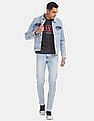 Flying Machine Striped Taping Faded Denim Jacket