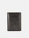 U.S. Polo Assn. Men Black Tri-Fold Brand Embossed Leather Wallet