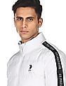 U.S. Polo Assn. Men White High Neck Solid Quilted Jacket