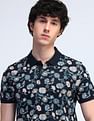 Flying Machine Floral Printed Cotton Polo Shirt