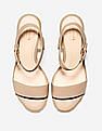 Cole Haan Beige Open Toe Buckled Ankle Strap Leather Block Heels