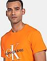 Calvin Klein Men Orange Regular Monogram Logo T-Shirt
