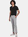 Tommy Hilfiger Men Light Grey Bleecker Slim Fit Patterned Casual Trousers