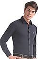 USPA Tailored Blue Slim Fit Printed Shirt