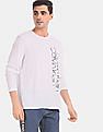 Calvin Klein Men White Full Sleeve Printed Cotton T-Shirt