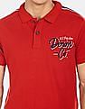 U.S. Polo Assn. Men Red Short Sleeve Brand Print Polo Shirt