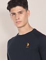 U.S. Polo Assn. Contrast Logo Striped Sleeve Sweater