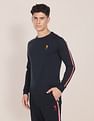 U.S. Polo Assn. Contrast Logo Striped Sleeve Sweater