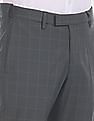USPA Tailored Grey Slim Fit Check Formal Trousers