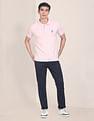 U.S. Polo Assn. Ribbed Collar Heathered Pique Polo Shirt
