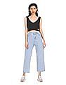 Calvin Klein Women Black V-Neck Ribbed Crop Top