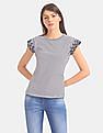 U.S. Polo Assn. Women White Cap Sleeve Striped Top