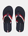 Tommy Hilfiger Men Navy Brand Striped V-Strap Flip Flops
