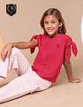 U.S. Polo Assn. Kids Girls Tie Up Sleeves Regular Top