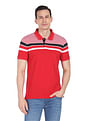 AD by Arvind Cotton Horizontal Stripe Polo Shirt