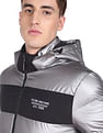 Flying Machine Stand Collar Detachable Hood Quilted Jacket
