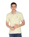 AD by Arvind Horizontal Stripe Heathered Polo Shirt