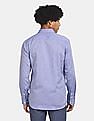 USPA Tailored Men Blue Tailored Regular Fit Heathered Formal Shirt