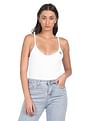 Calvin Klein Jeans Women White Scoop Neck Sleeveless Logo Bodysuit