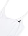 Calvin Klein Jeans Women White Scoop Neck Sleeveless Logo Bodysuit