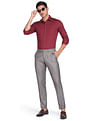 Arrow Men Maroon Outline Check Manhattan Slim Fit Formal Shirt