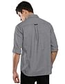 Calvin Klein Men White And Black Shrunken Badge Gingham Check Casual Shirt