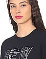 Aeropostale Women Navy Crew Neck Brand Print Sweatshirt