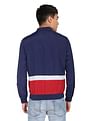Flying Machine Stand Collar Colour Block Bomber Jacket