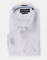 USPA Tailored White Tailored Regular Fit Solid Shirt