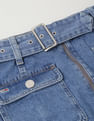 Tommy Hilfiger Belted Zipper Denim Mini Skirt