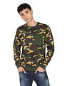 Flying Machine Camouflage Print Cotton Sweatshirt