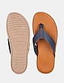 Arrow Men Navy And Brown V-Strap Textured Malcolm Leather Sandals