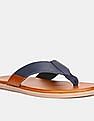 Arrow Men Navy And Brown V-Strap Textured Malcolm Leather Sandals