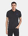 U.S. Polo Assn. Black Brand Taping Patterned Knit Polo Shirt