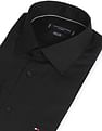 Tommy Hilfiger Men Black Dobby Weave Cotton Formal Shirt