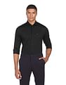 Tommy Hilfiger Men Black Dobby Weave Cotton Formal Shirt