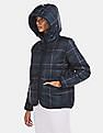 Tommy Hilfiger Women Navy Puffer Blackwatch Hood Check Jacket